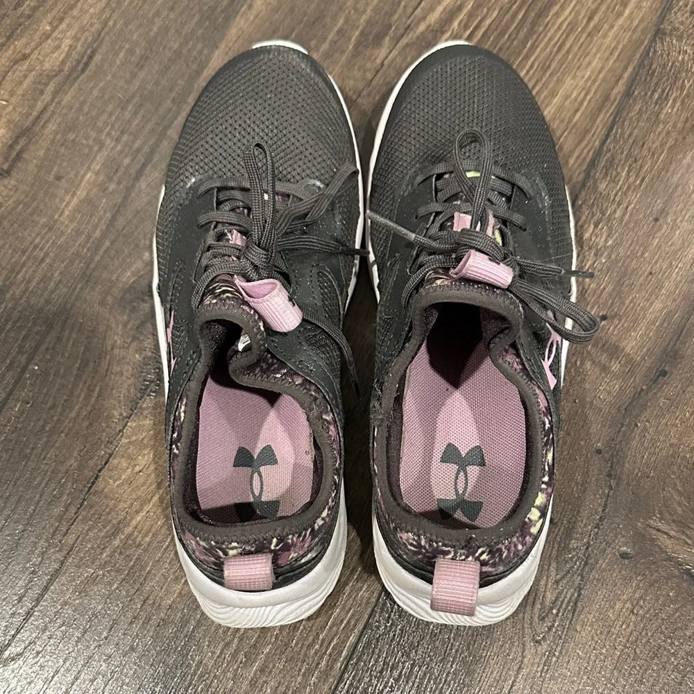 Girl's UA Black and Purple Athletic Shoes - Picture 5 of 7